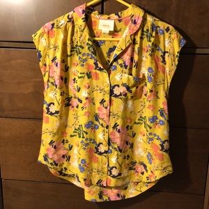 Maeve Floral Cap Sleeve Button Down Size Small